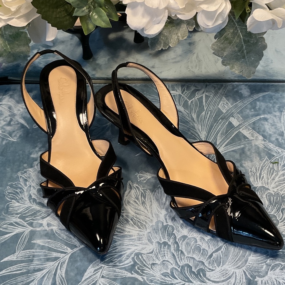 Cole Haan Black Patent Leather Slingback  Heels